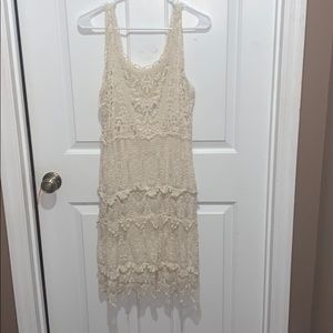 Spense Cream Lace Detailed Shift Dress